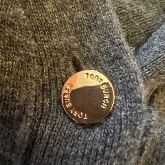 Tory Burch Gray Long Cardigan Sweater With Front Pockets & Button Closure L - Picture 7 of 8